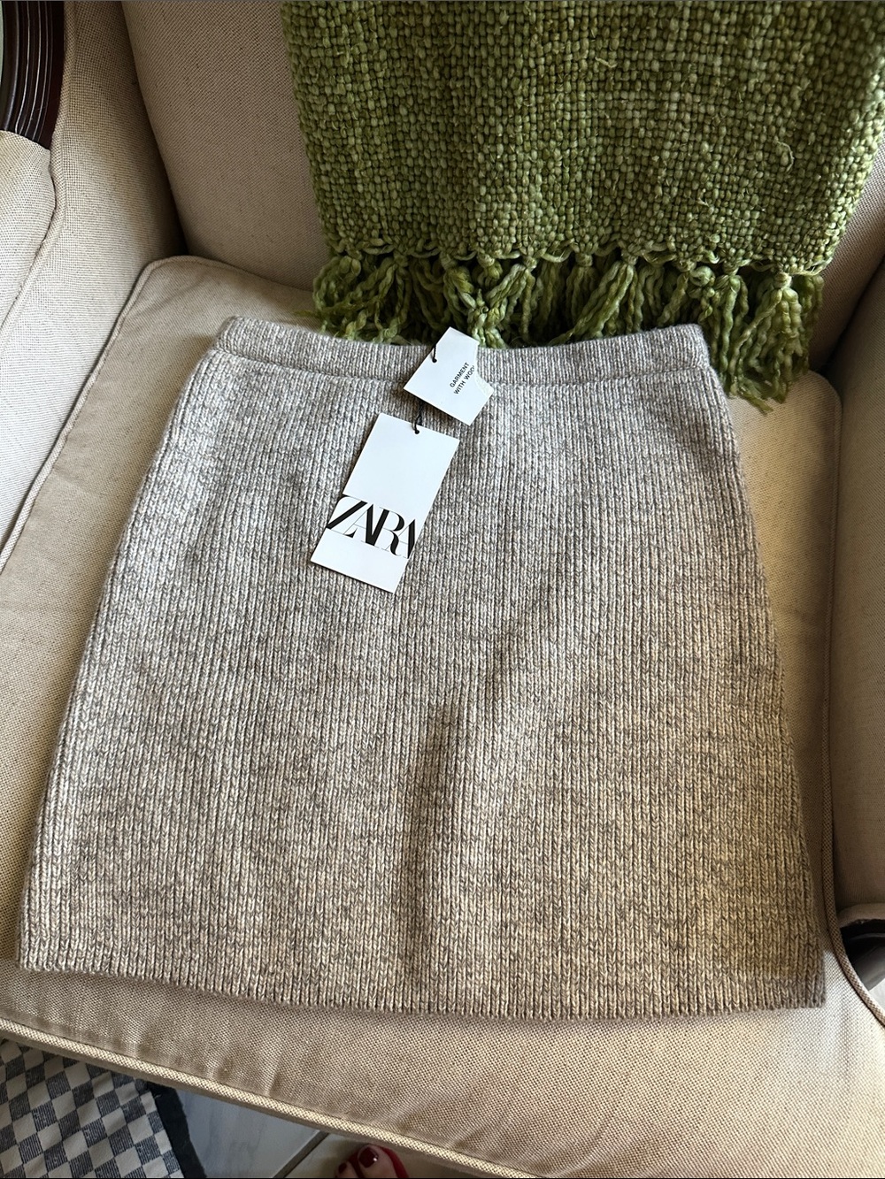 ZARA Beige Knit Wool Skirt